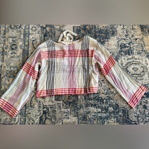 Cloth & Stone, stripe design, sheer top with stylish ribbon tie in back. XS